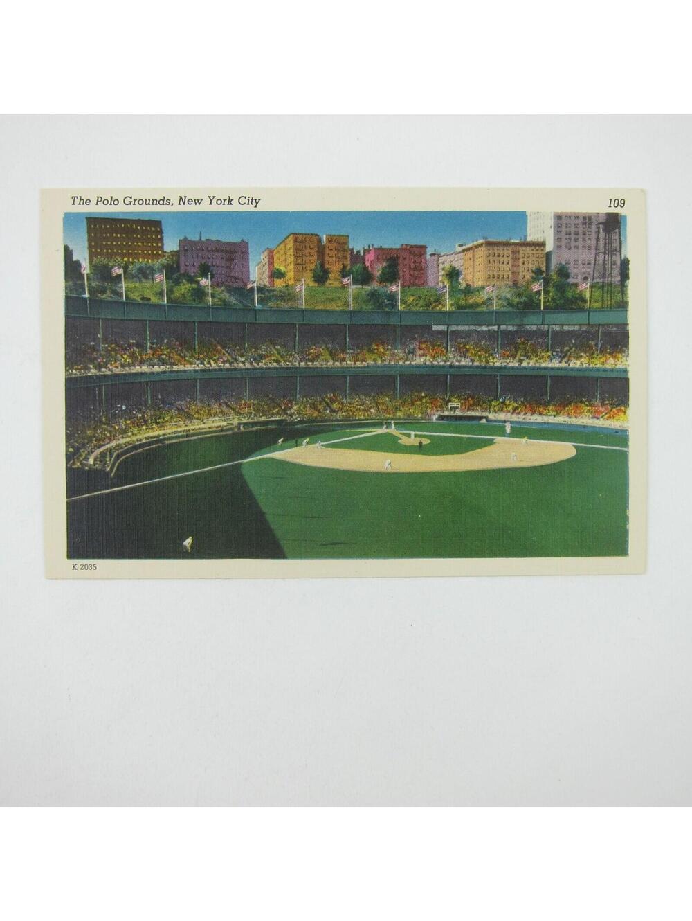 Linen Postcard Polo Grounds Baseball Stadium New York Giants MLB Vintage